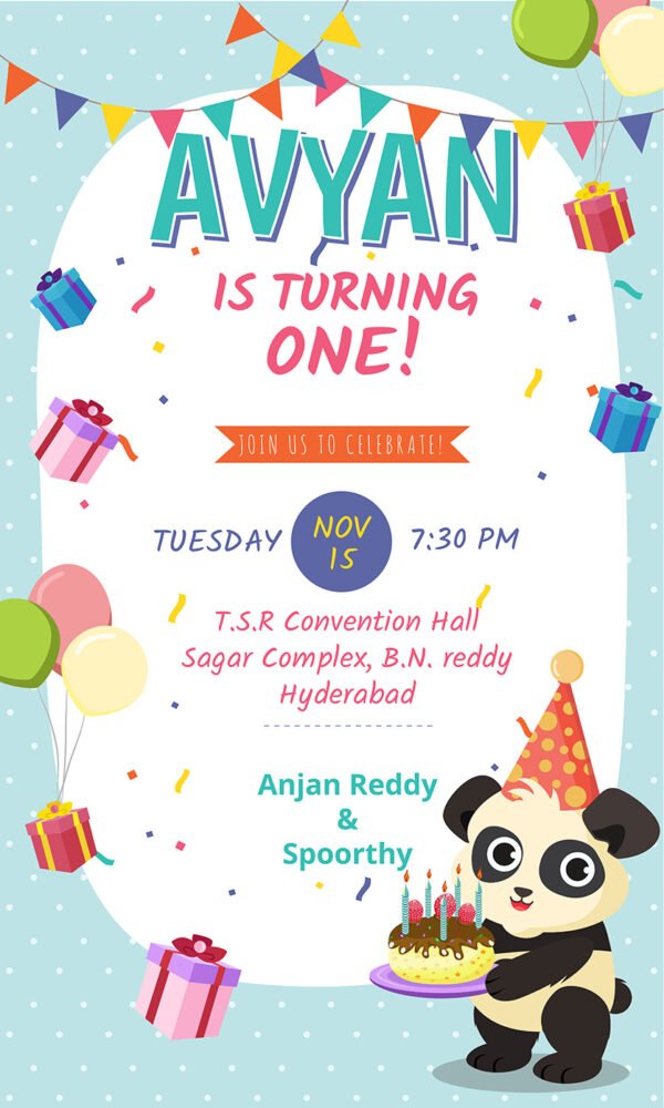 Panda invitation card