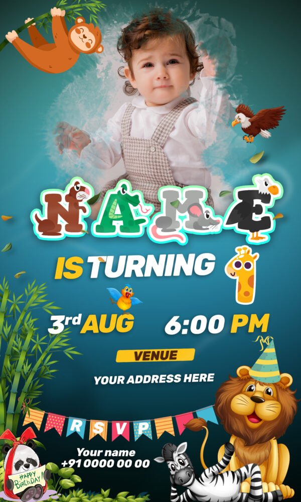 Jungle birthday invitation card