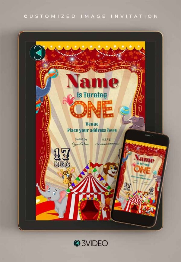 Circus Carnival birthday invitation card