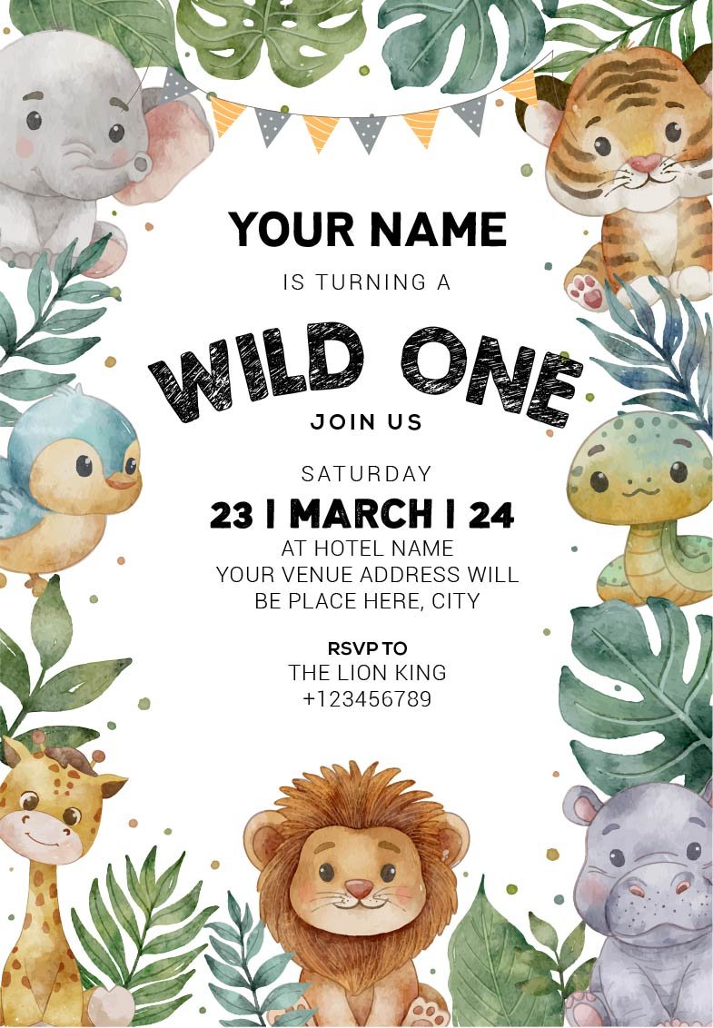 Jungle Birthday Invitation Card_V2A