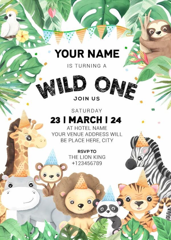 Jungle Birthday Invitation Card_V2B - Image 2