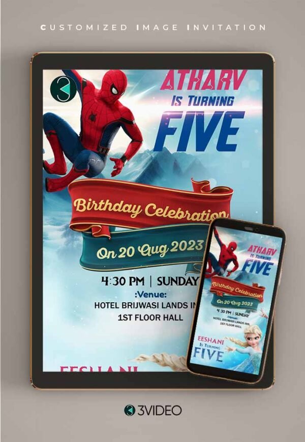 spderman frozen birthday invitation card