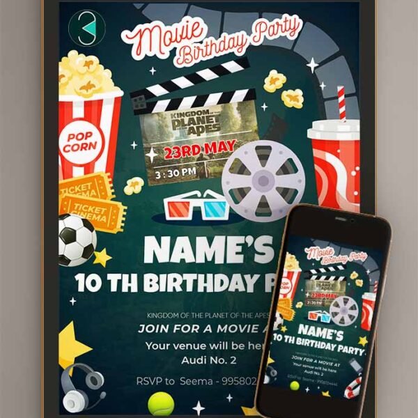 Movie Birthday Invitation Card