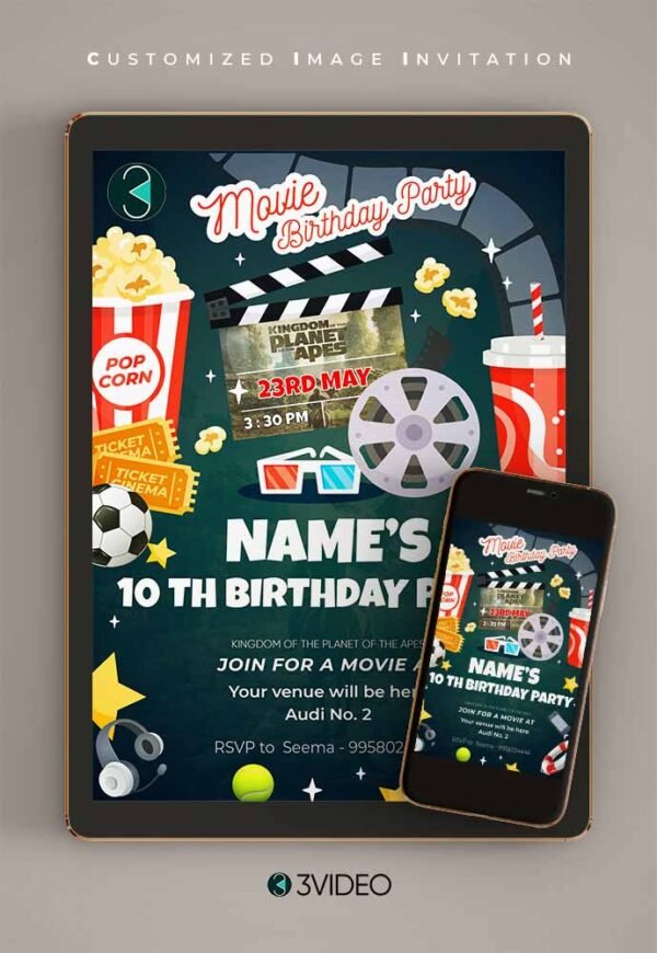 Movie birthday invitation