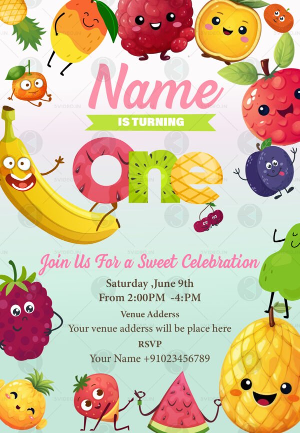 Tutti Fruitti Birthday Invitation Card - Image 2