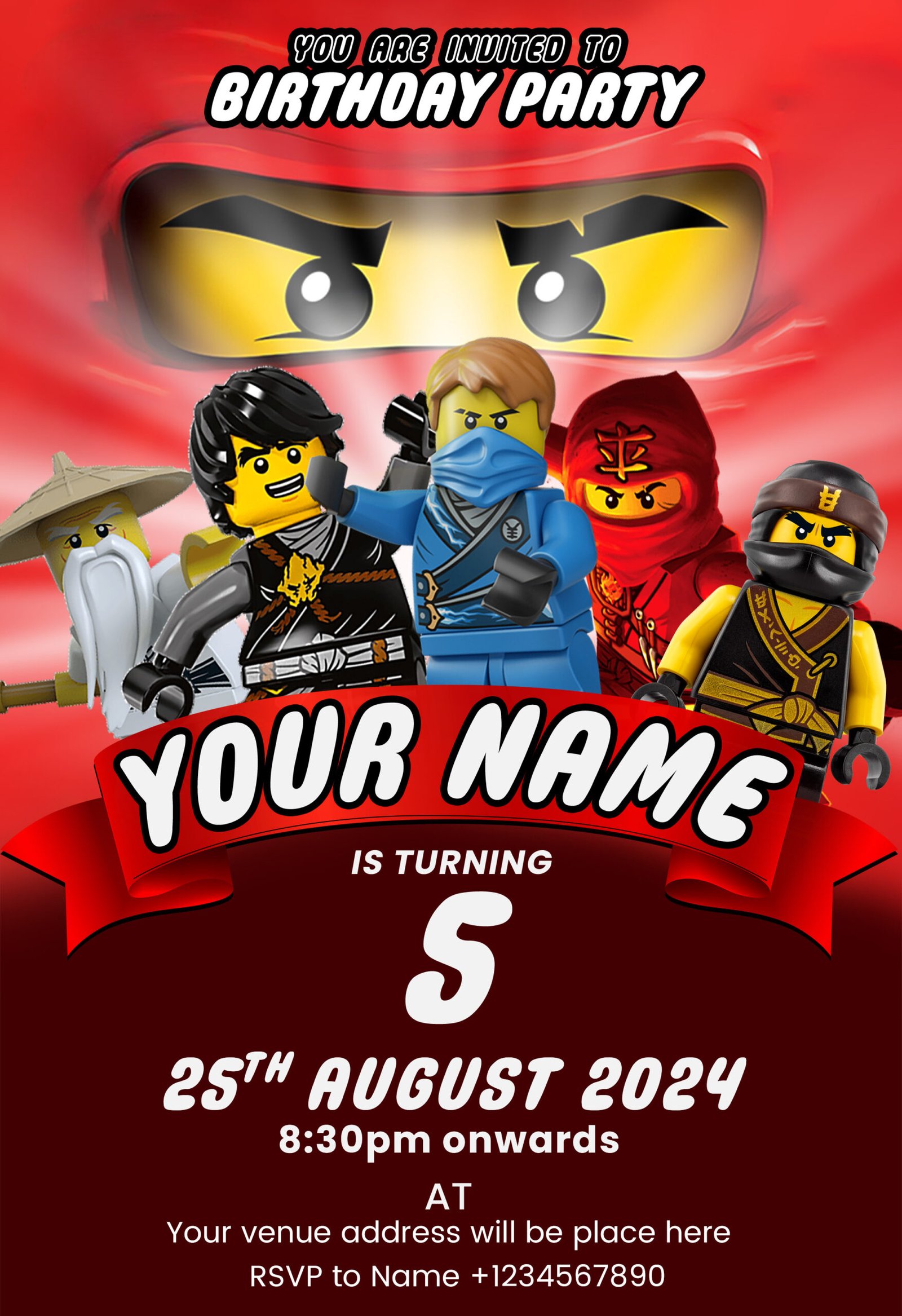 Lego Birthday Invitation Card