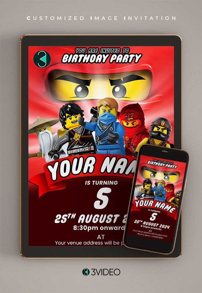 Lego Birthday Invitation Card