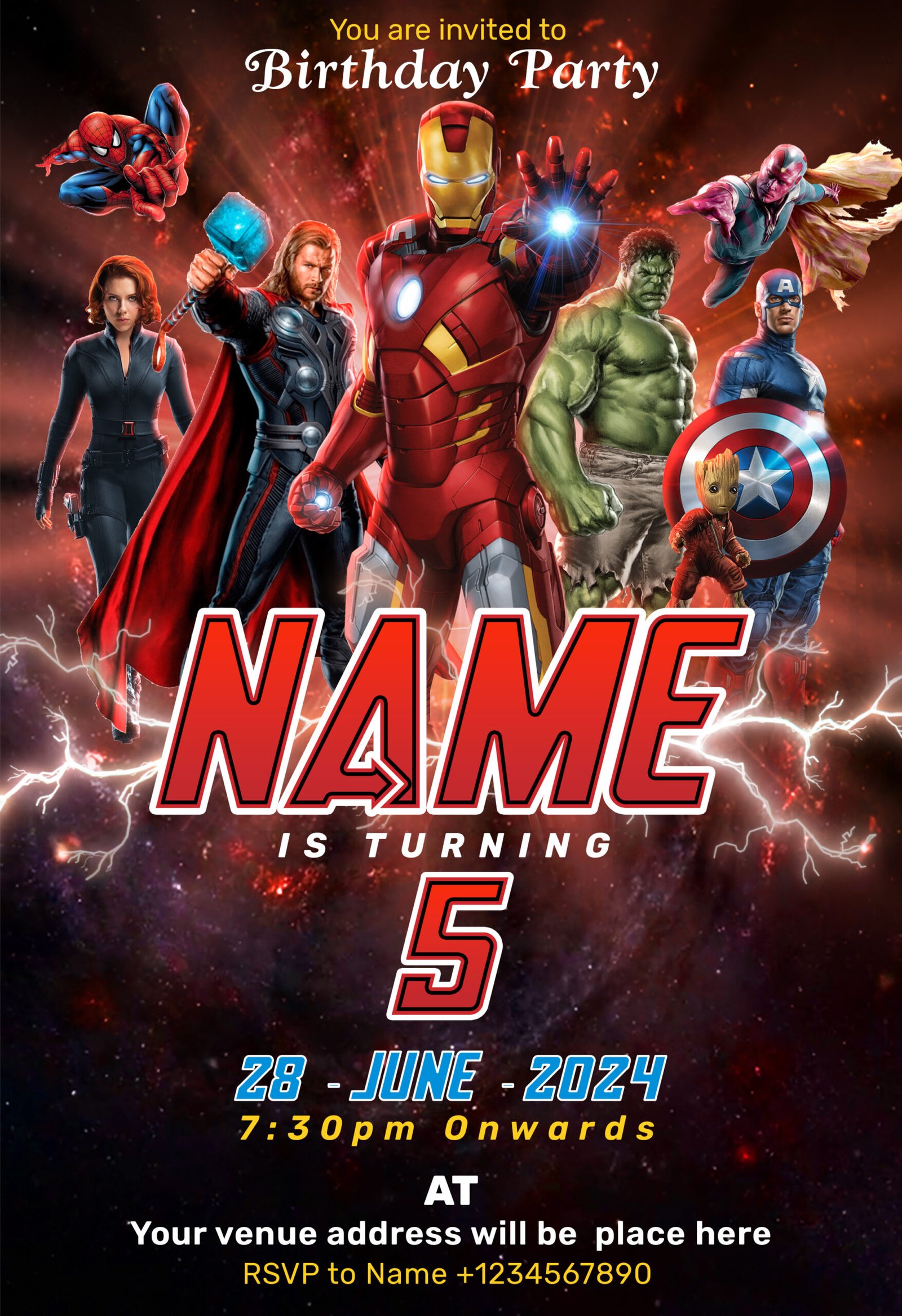 avengers birthday invitation card