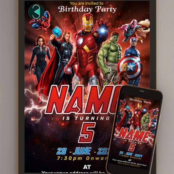 Marvel Birthday Invitation Card