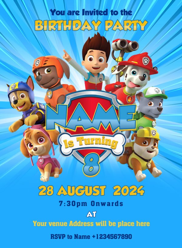 Paw Patrol Birthday Invitation Card