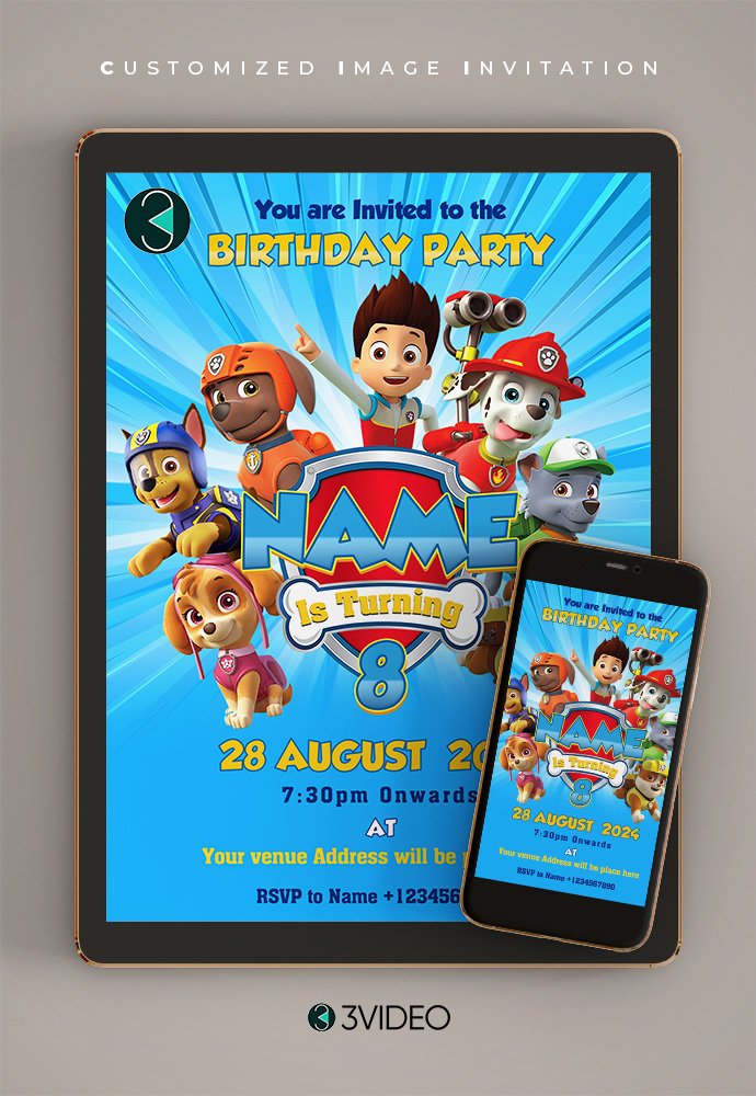 Paw Patrol Birthday Invitation Card