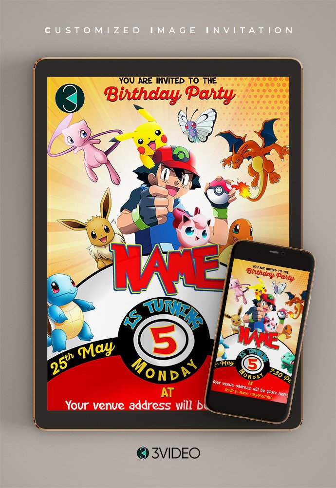 Pokemon PikaChu Birthday Invitation Card online