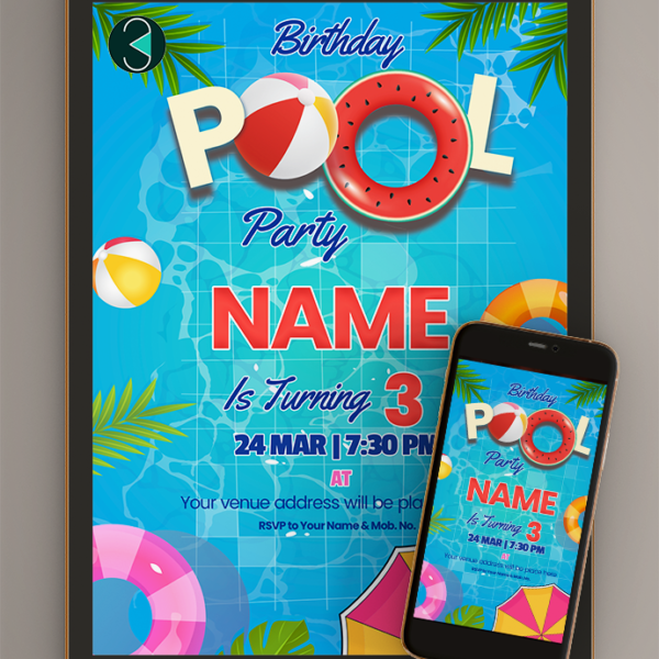 Pool Party Birthday Invitation Card