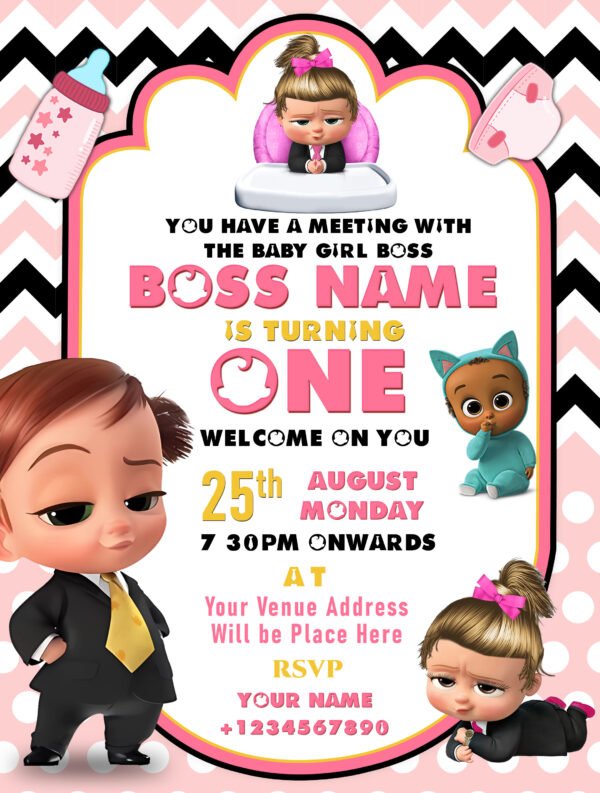 boss bay girl invitation card