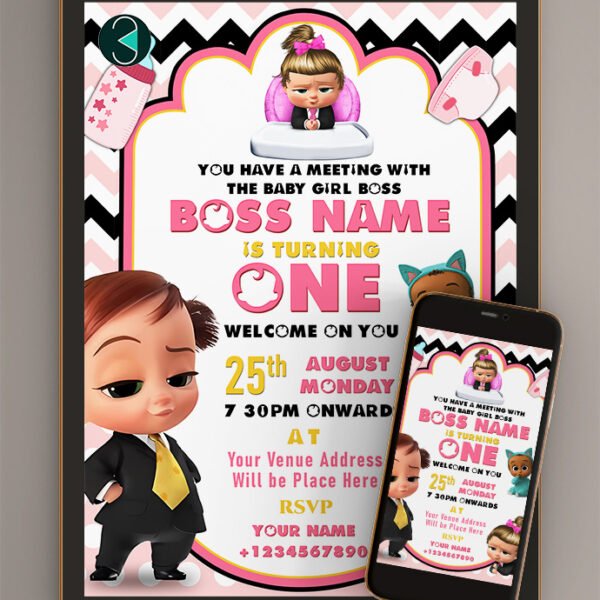 The boss baby girl Birthday Invitation Card