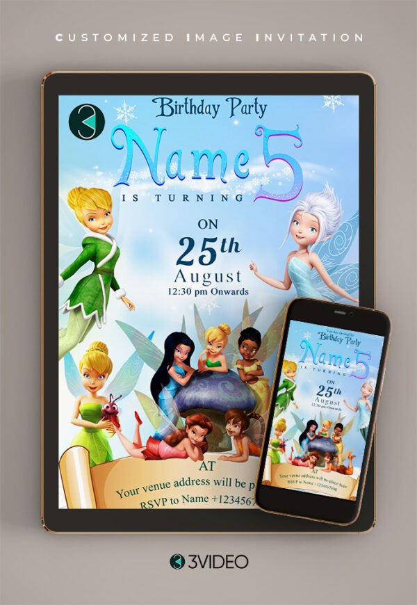 Tinkerbell Periwinkle Birthday Invitation Card