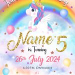 Unicorn Birthday Invitation Card