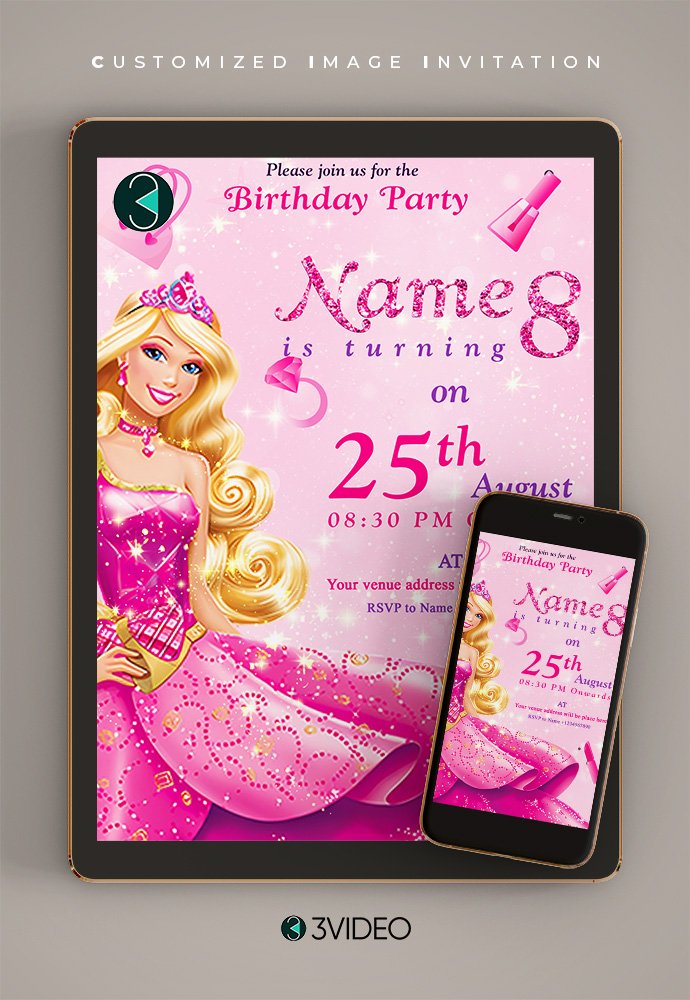 Barbie Birthday Invitation Card online