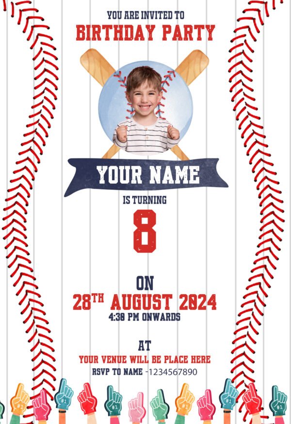 Baseball Birthday Invitation Card