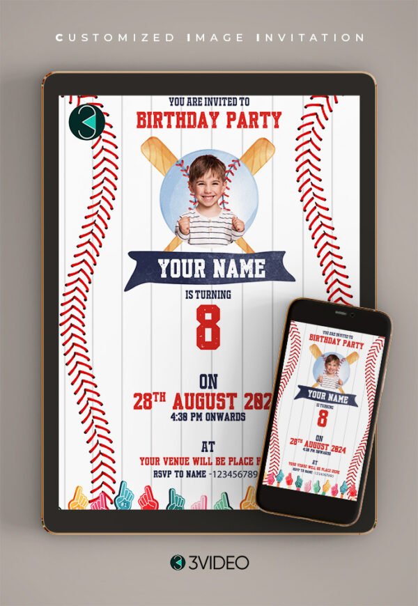 Baseball Birthday Invitation E-Card