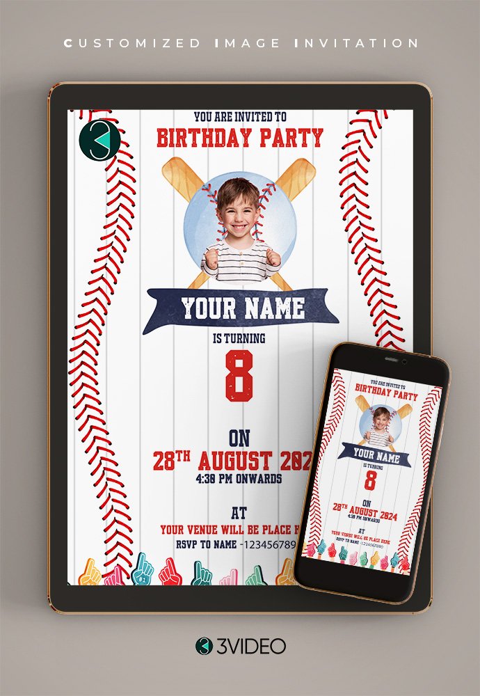 Baseball Birthday Invitation Card online