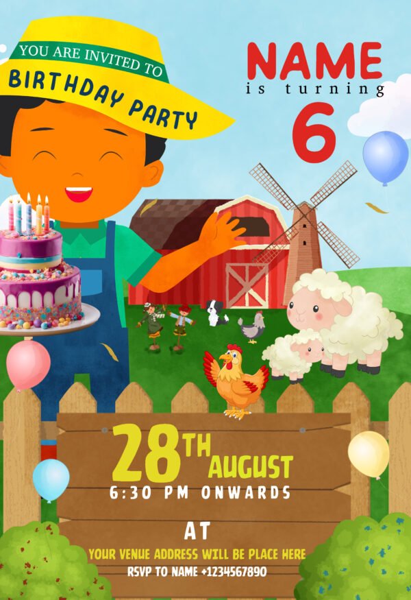 Farm Birthday Invitation E-Card