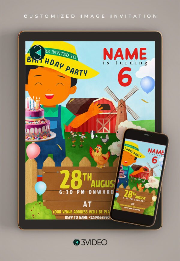 Farm Birthday Invitation Card