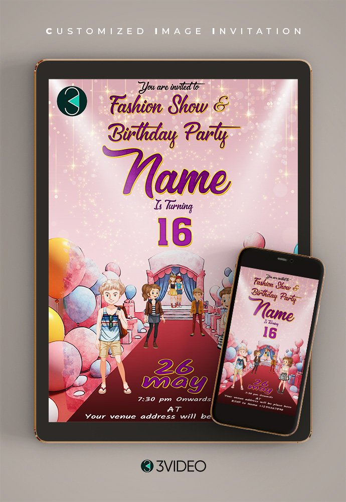 Fashion Birthday Invitation Card online