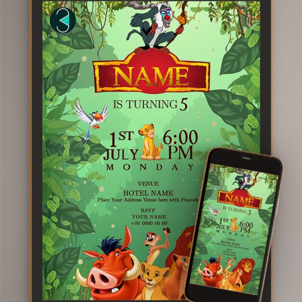 Lion King Birthday Invitation Card