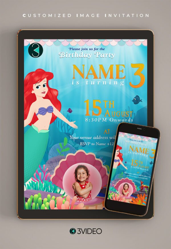 mermaid birthday invitation card