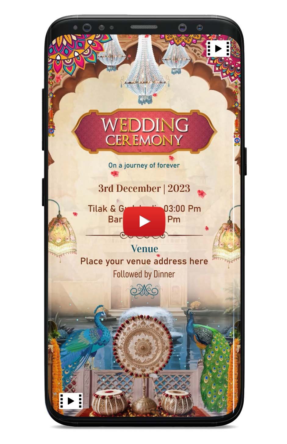Rajasthani Wedding Invitation Video Blue light