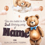 Teddy bear invitation card