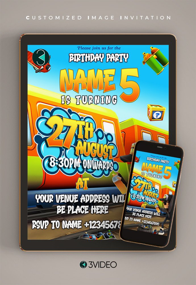 Subway Surfers Birthday Invitation Card online