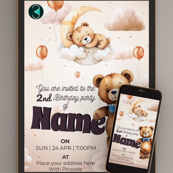 Teddy Bear Birthday Invitation Card