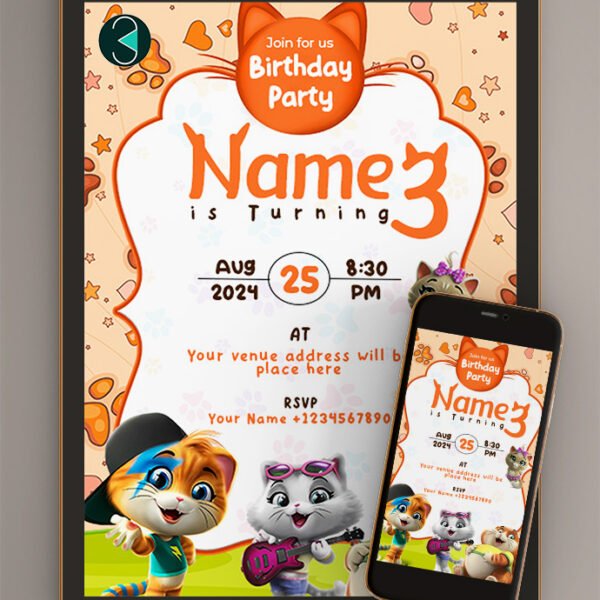 cat birthday invitations