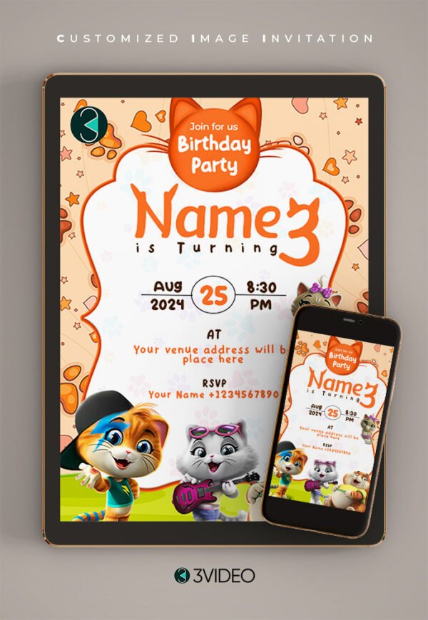 Cat Birthday Invitations