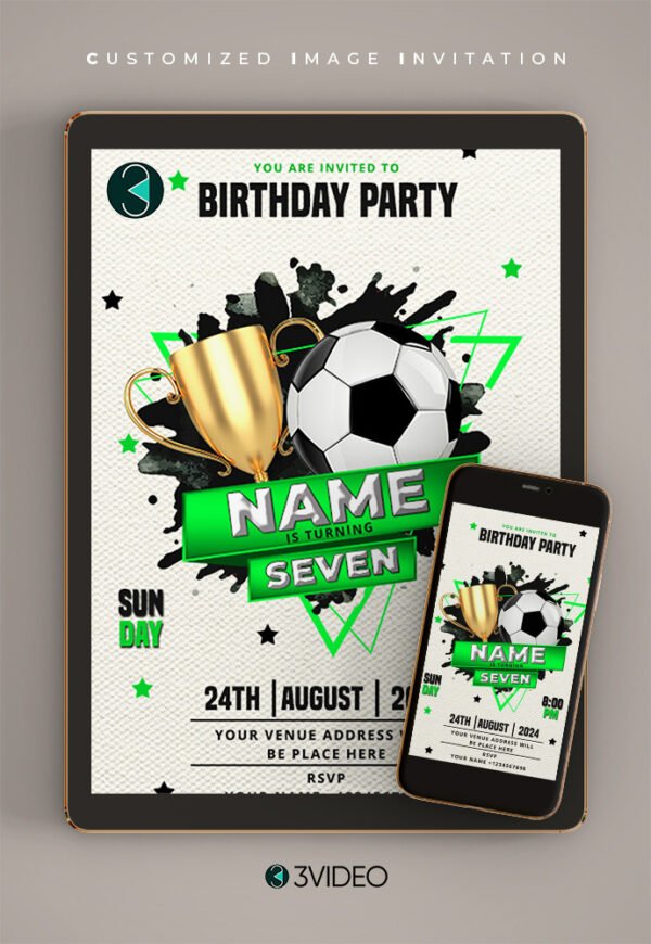 Football birthday invitation card