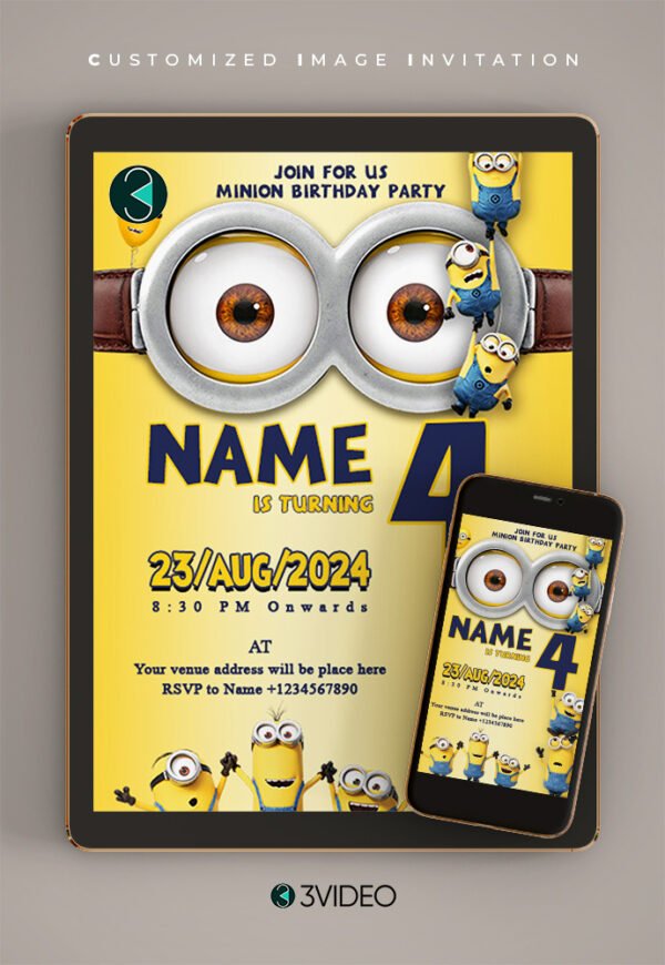 Minion birthday invitation card