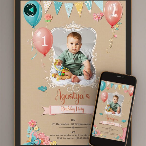 1st birthday invitation card