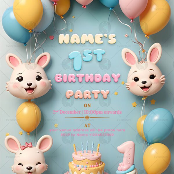 1st birthday celebration invitation card