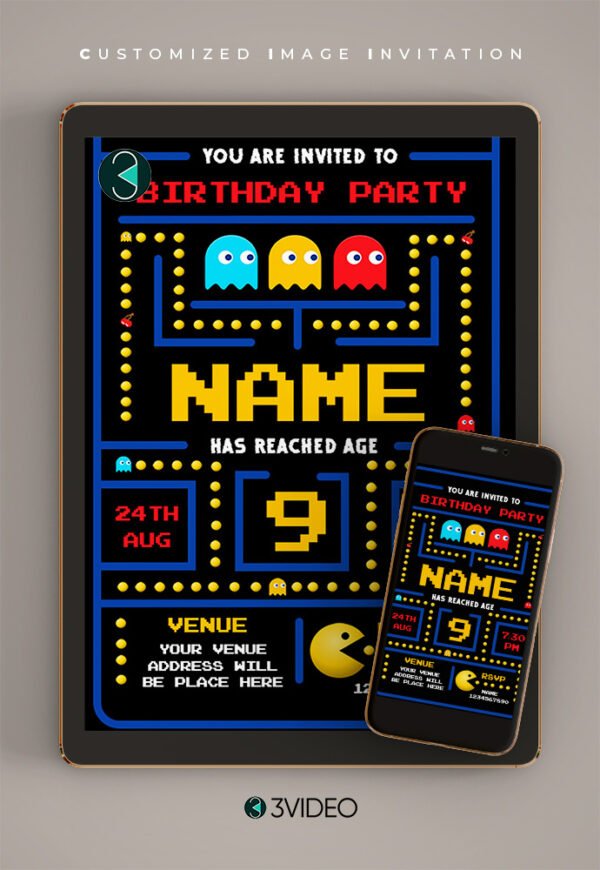 Pac Man Birthday Invitation | Online card