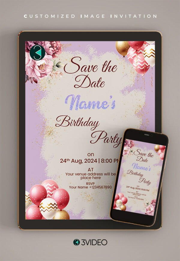 Save the Date Birthday Invitation Cards