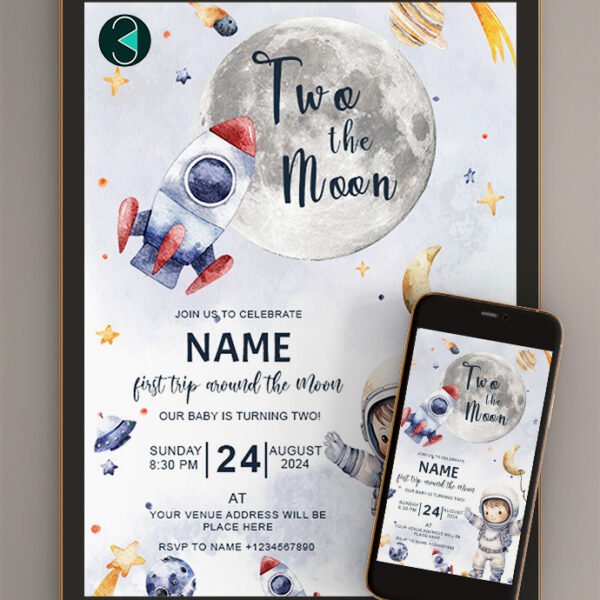 two the moon birthday invitations