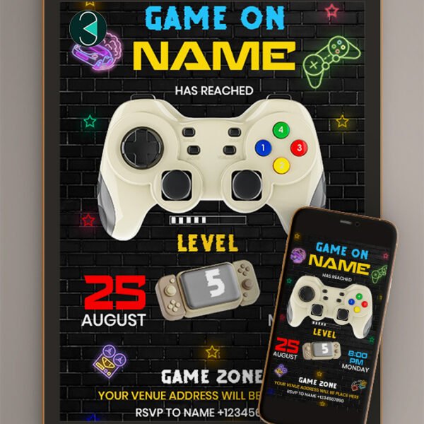 video game birthday invitation