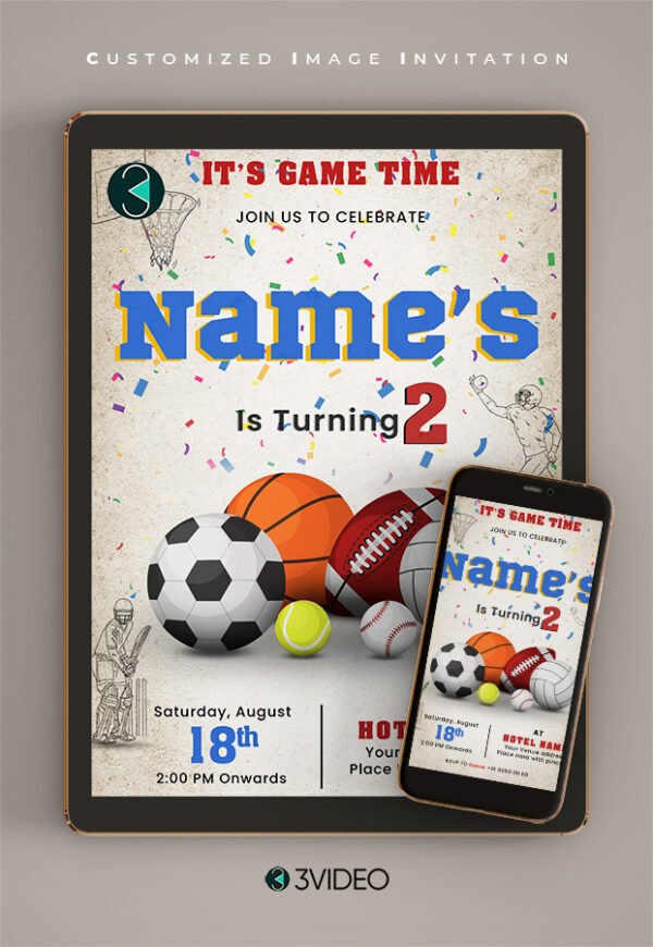 Sports Themed Birthday Party Invitations card