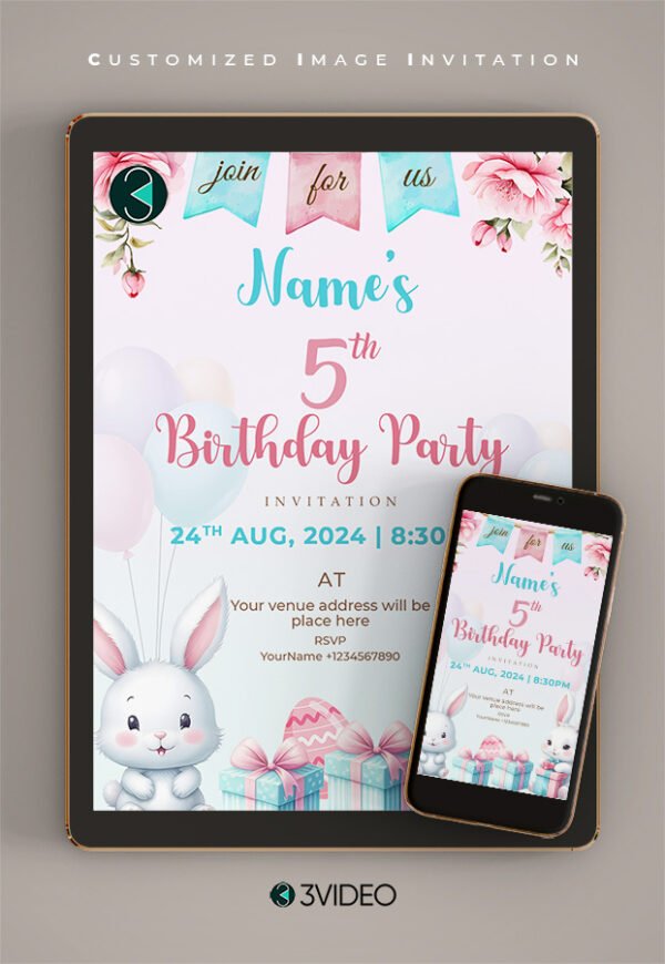 Easter Bunny Birthday Party Invitations thumbnail