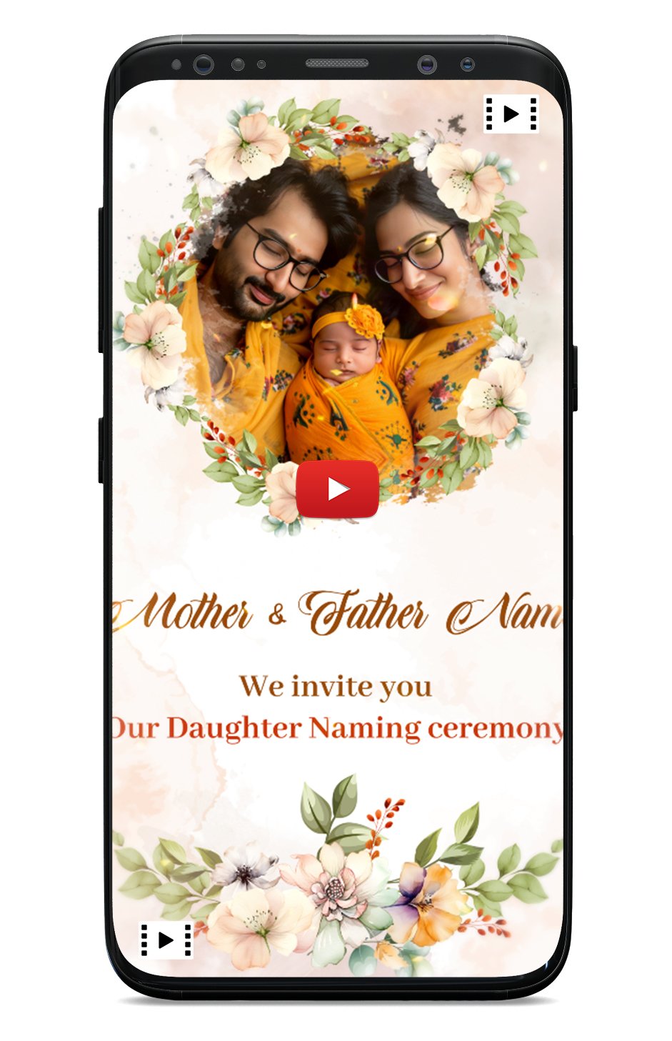 Floral Naming ceremony invitation video