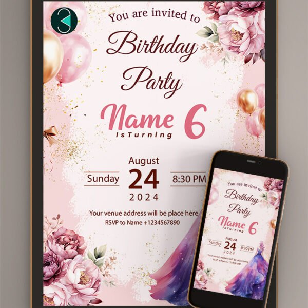 Personalized Girls Birthday Invitation Card