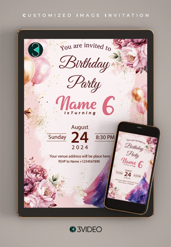 Personalized Girls Birthday Invitation Card thumbnail
