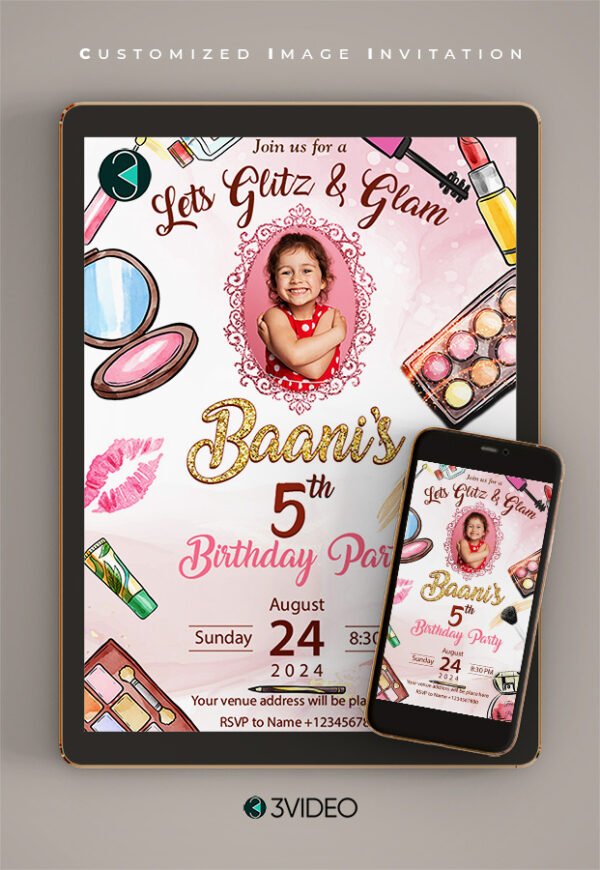 Glam and glitz birthday invitation Thumbnail